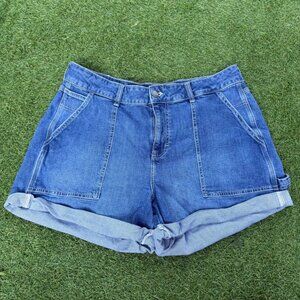 Lee Workwear Denim Shorts Womens 16W Medium Blue High Rise Cuffed Pockets